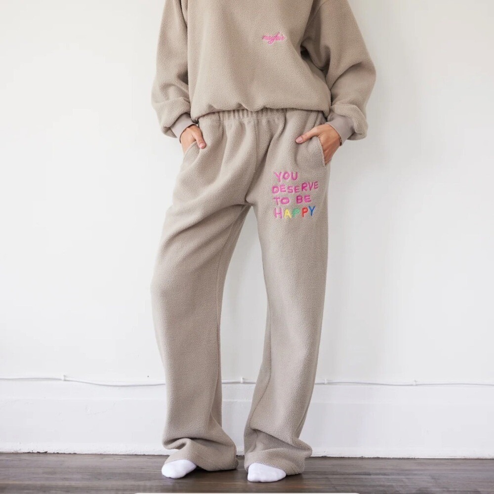 The Mayfair Group You Deserve to be Happy‎  Sweatpants size Medium / Large NWT